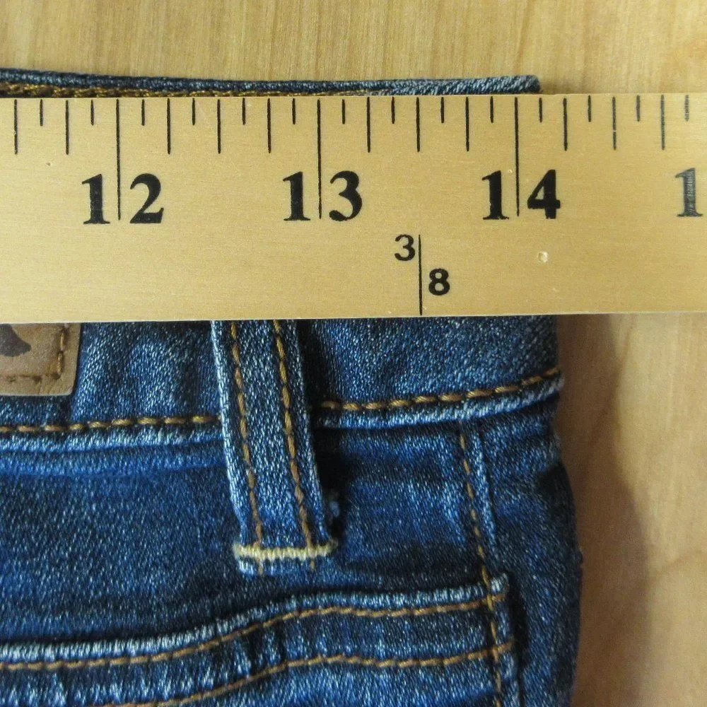 AMERICAN EAGLE Super Stretch‎ Jean Shorts Size 4 Frayed Raw Hem Blue Denim Jorts